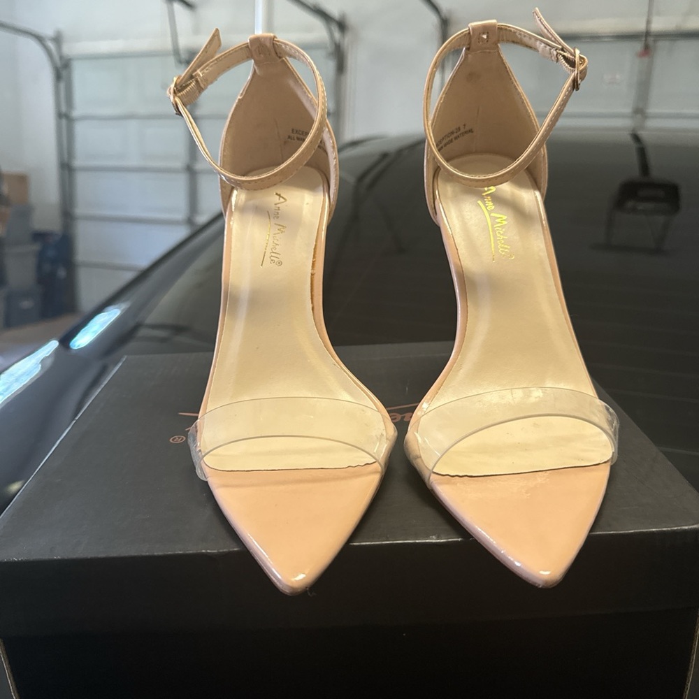 Anne Michelle Blush Ankle Strap Heels